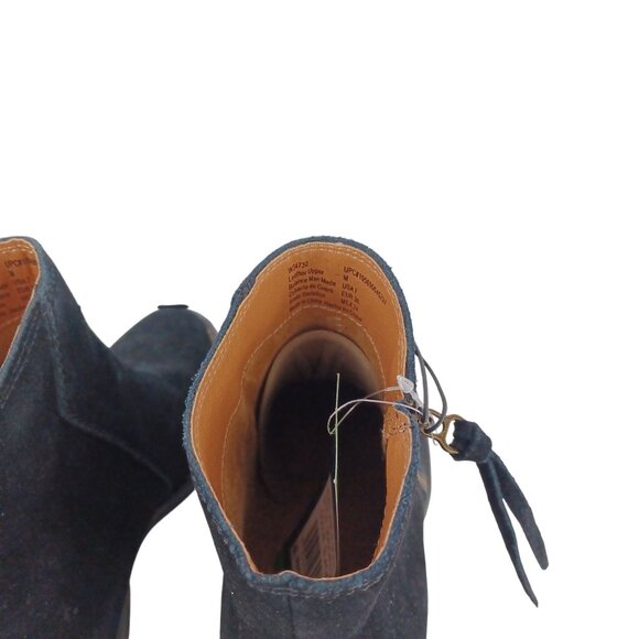 Booties Block Heel Side Zip Black Womens Size 7 White Mountain Suede Oval Toe - Picture 7 of 11